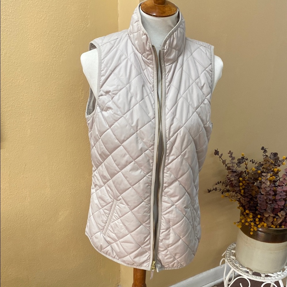 Old Navy Cream Quilted Vest with High Collar